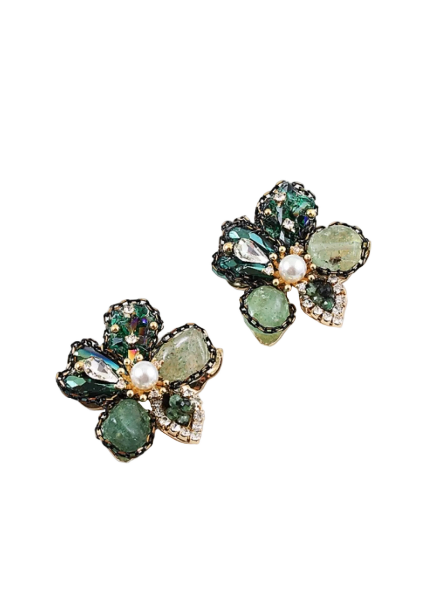 Natural  Stone Crystal Cluster Earrings