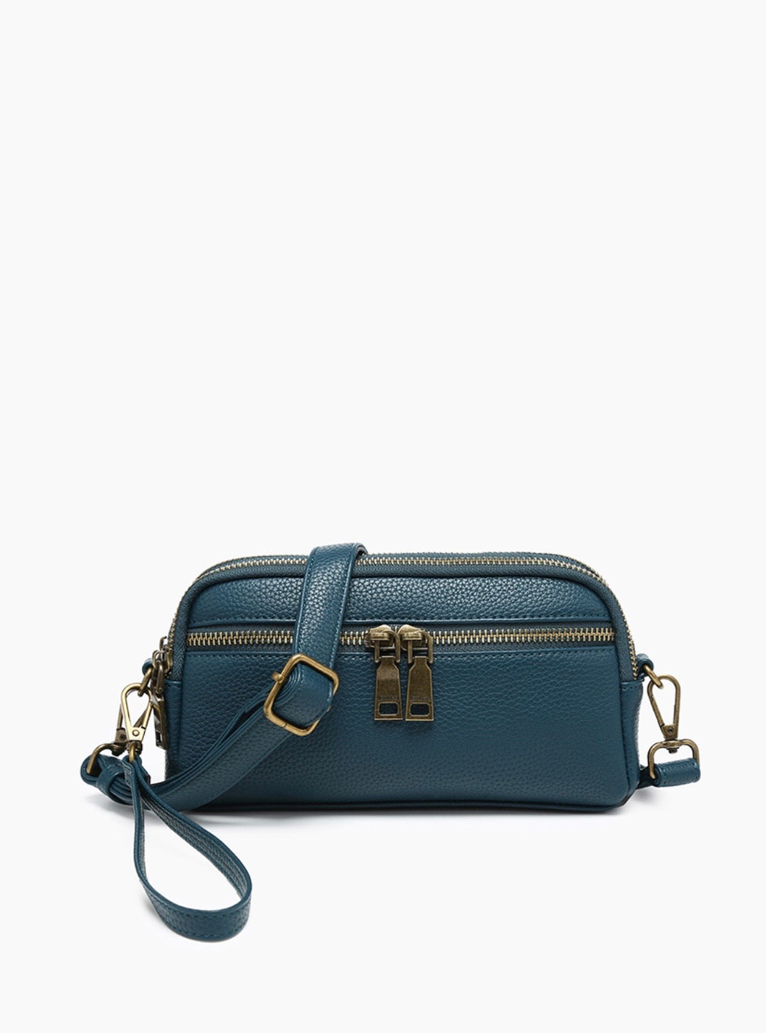 Vegan leather double compartment crossbody bag/wristlet