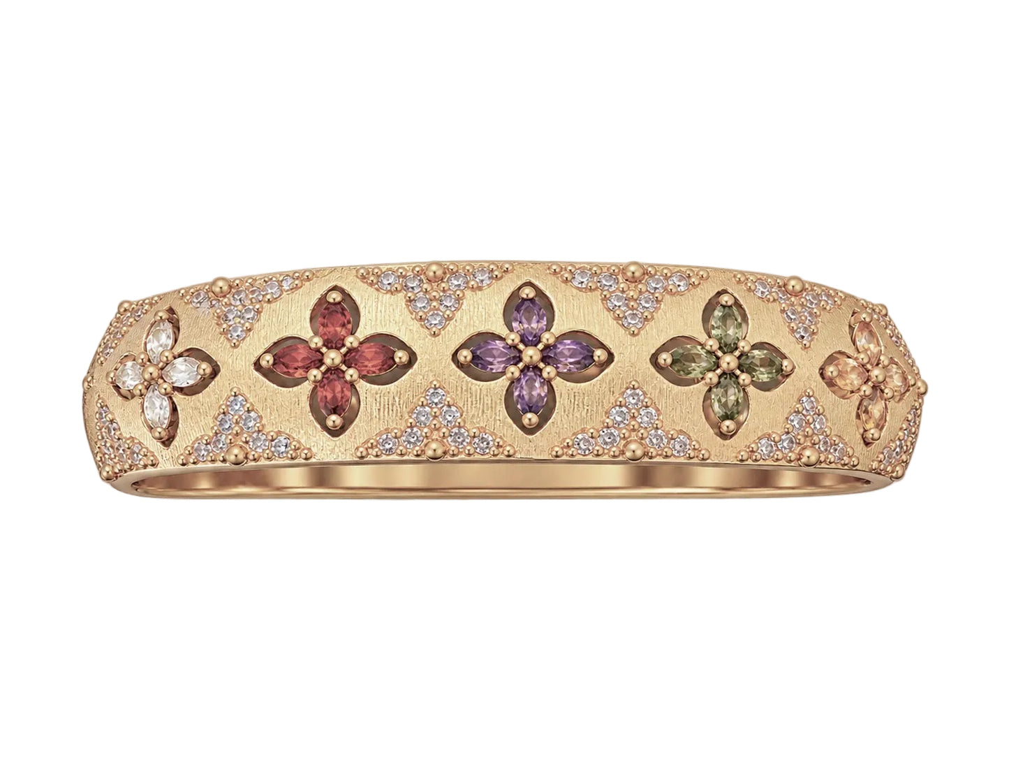 Multi colored CZ Crystal Hinged Bracelet