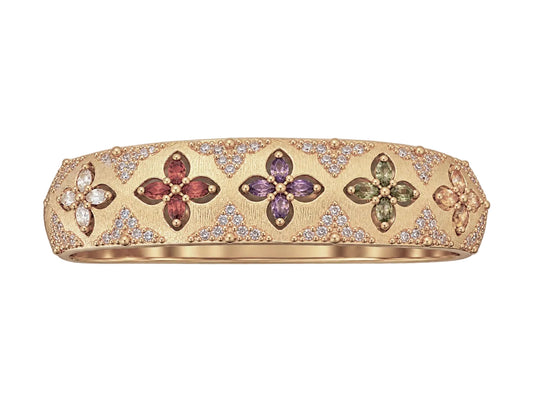 Multi colored CZ Crystal Hinged Bracelet