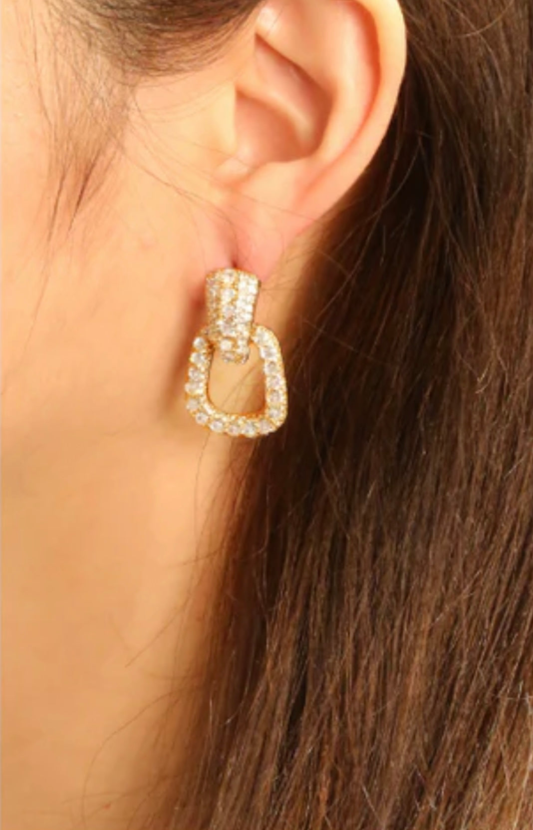Gold dipped cubic zirconia stud earrings