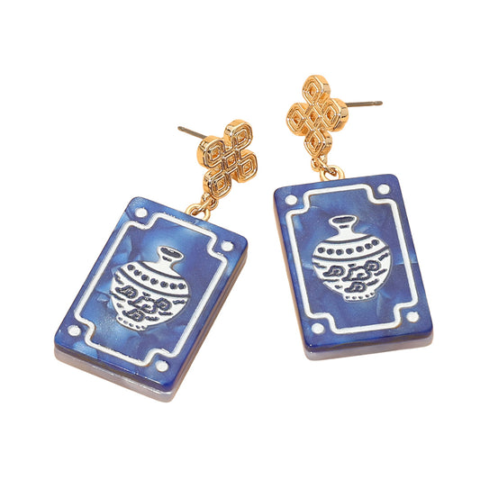 Mah Jong Tile Resin Earrings