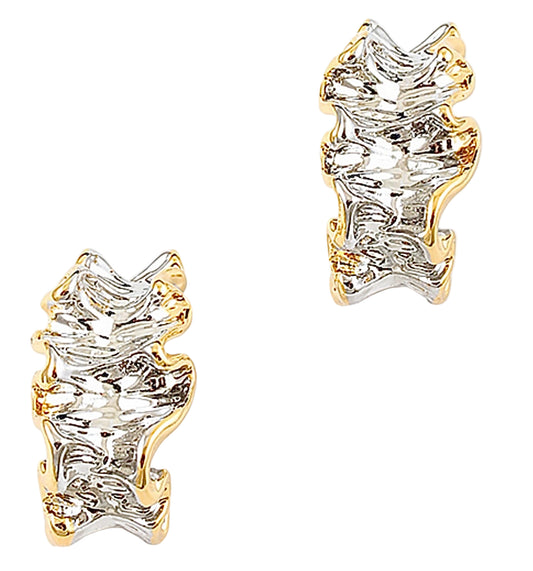 Ruffled Two Tone Stud Earrings