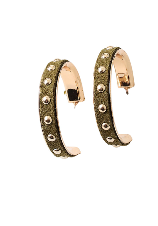 Faux Suede Studded Hoops