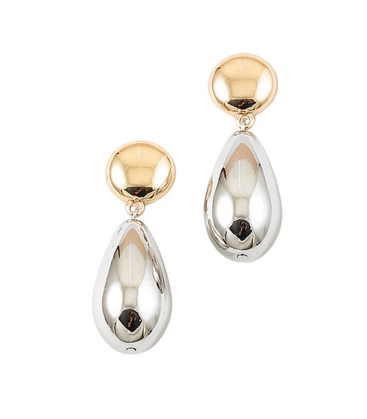 Tear Drop Teo Tone Earring