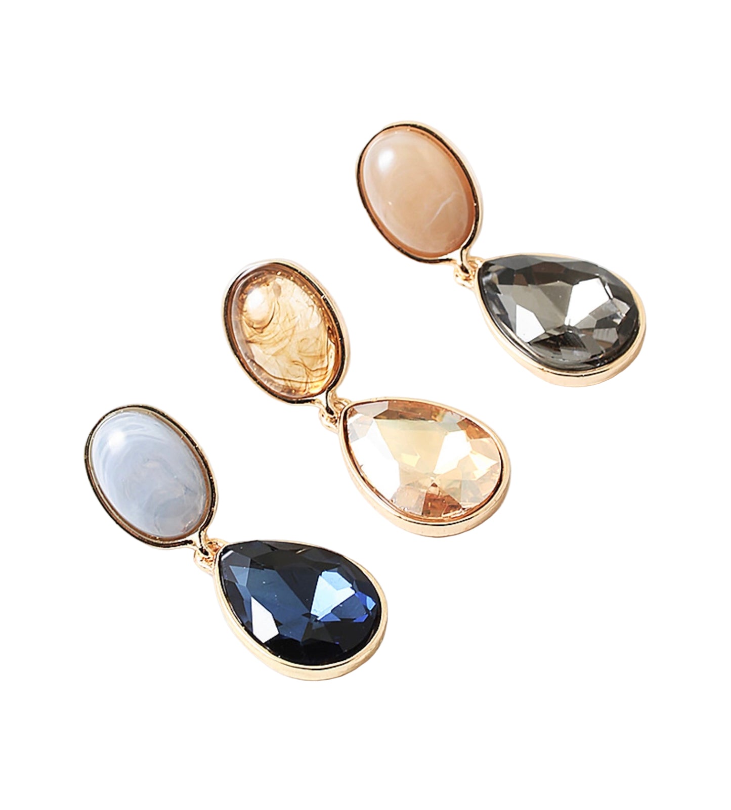 Stone & Crystal Teardrop Earrings