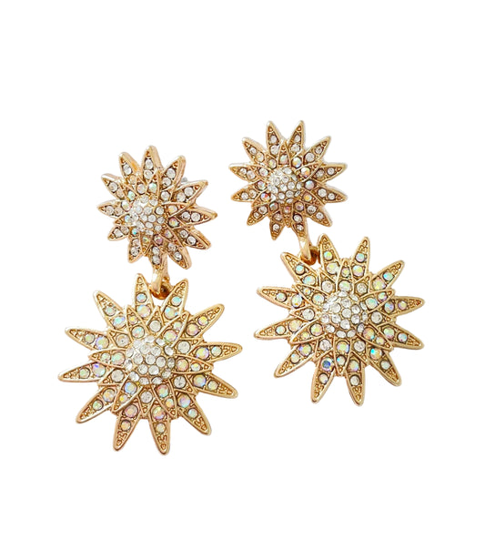 AB Crystal Sunburst Drop Earting