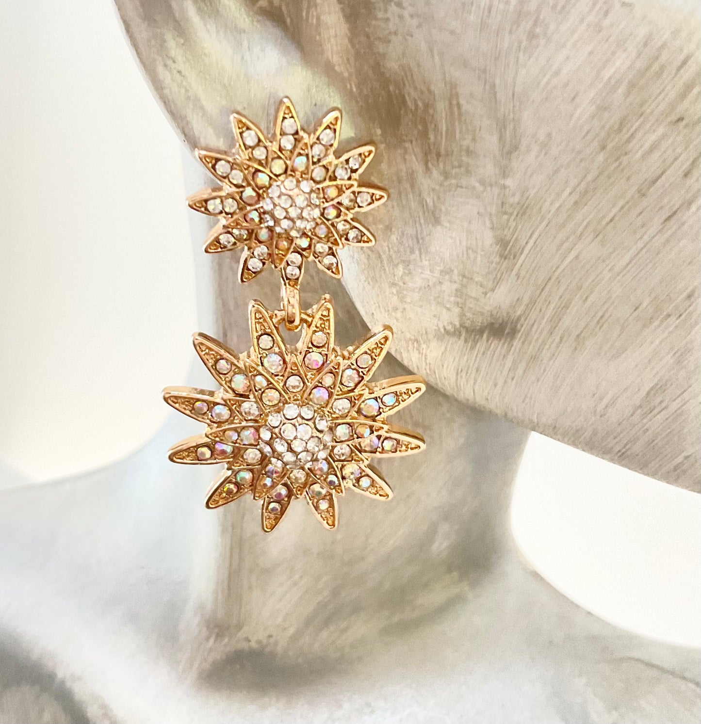 AB Crystal Sunburst Drop Earting