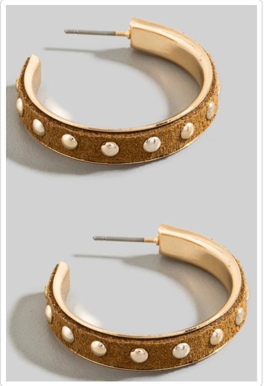 Studded Suede Hoop Earring