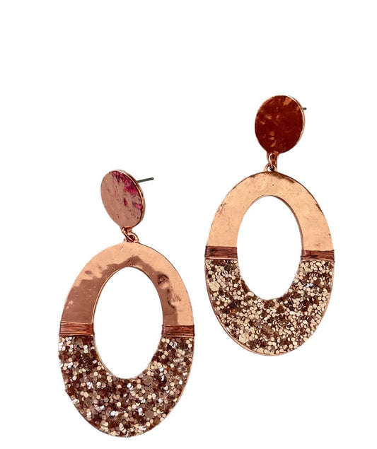 Rose gold pebbled earrings