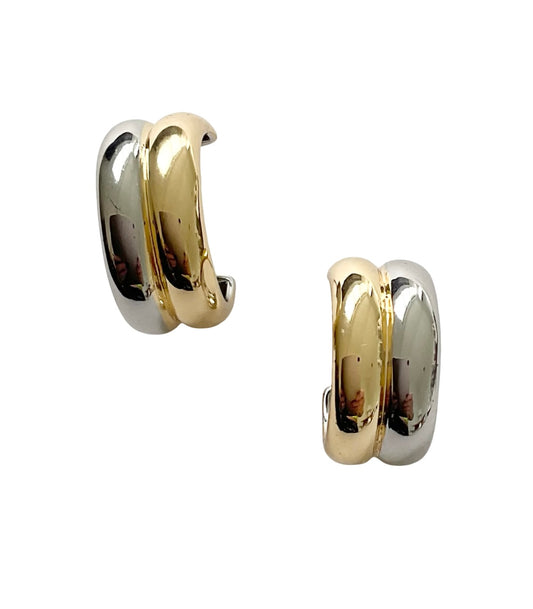 Two Tone Half Hoop Earring