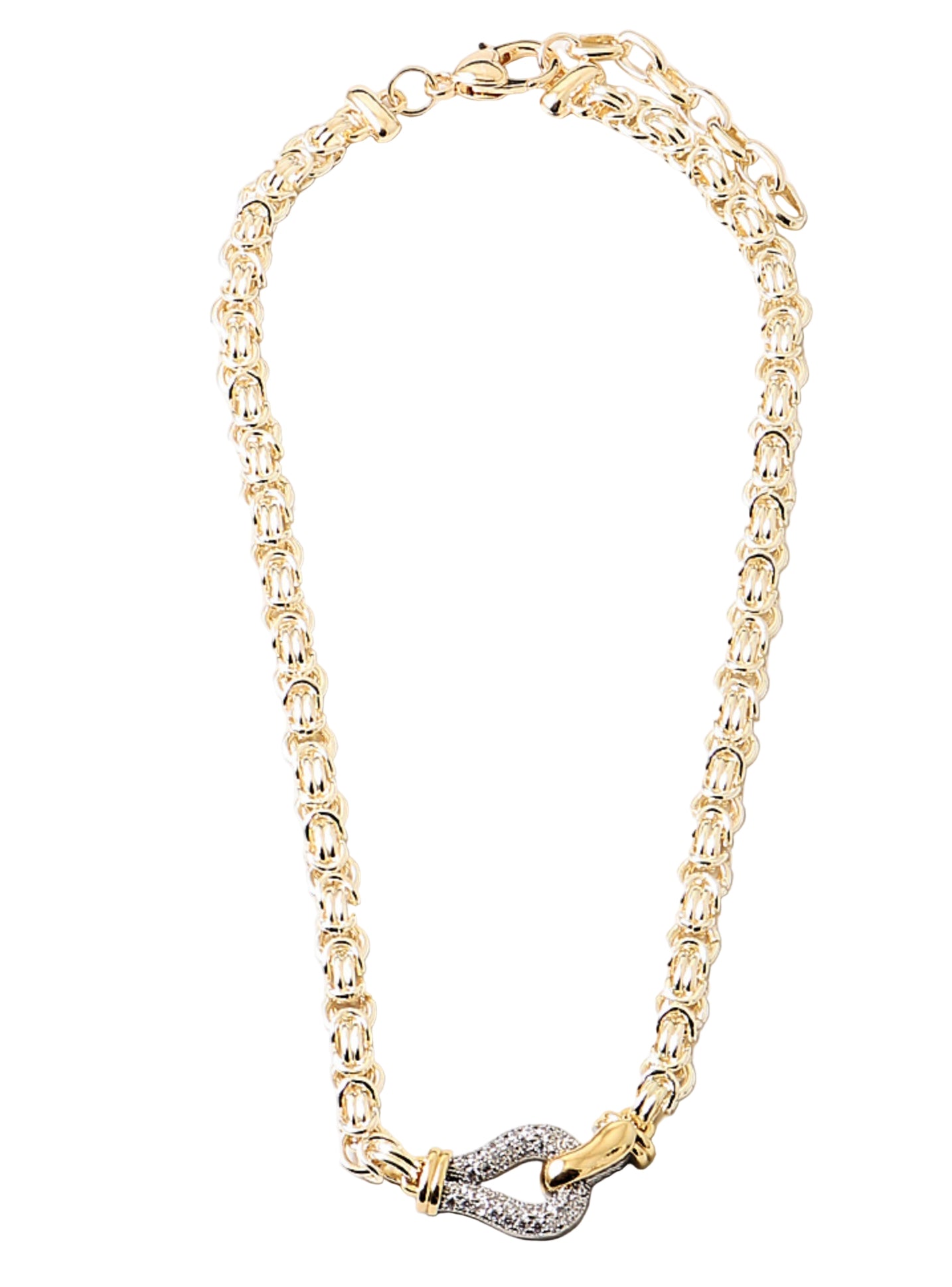 Thick Chain Necklace With Crystal Charm