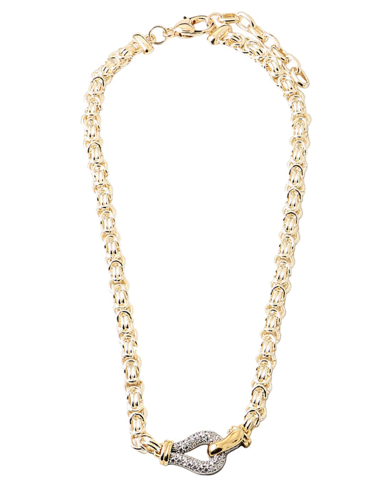 Thick Chain Necklace With Crystal Charm