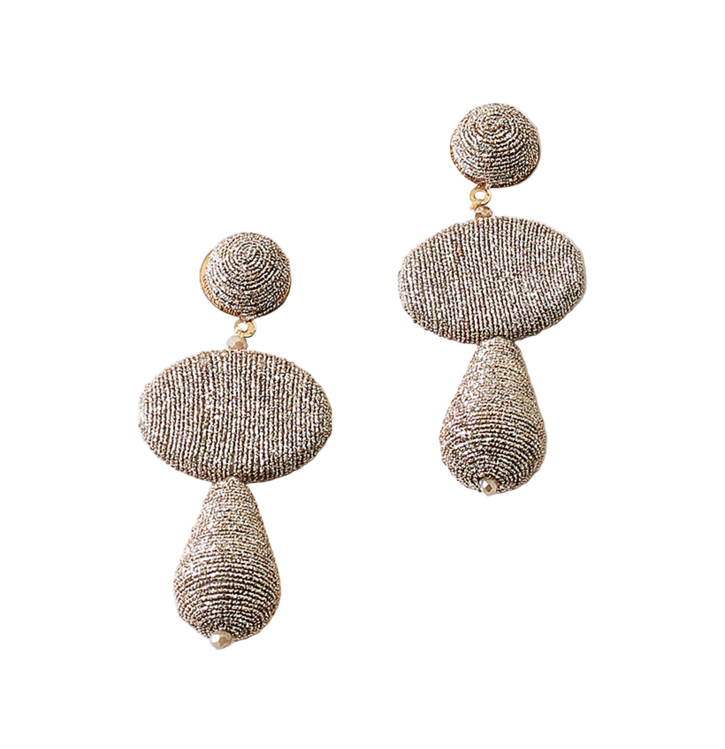 Metallic thread statement earring