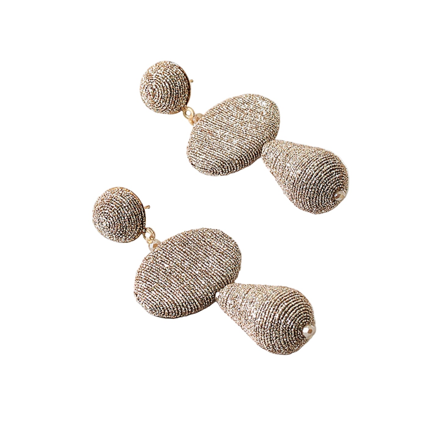 Metallic thread statement earring