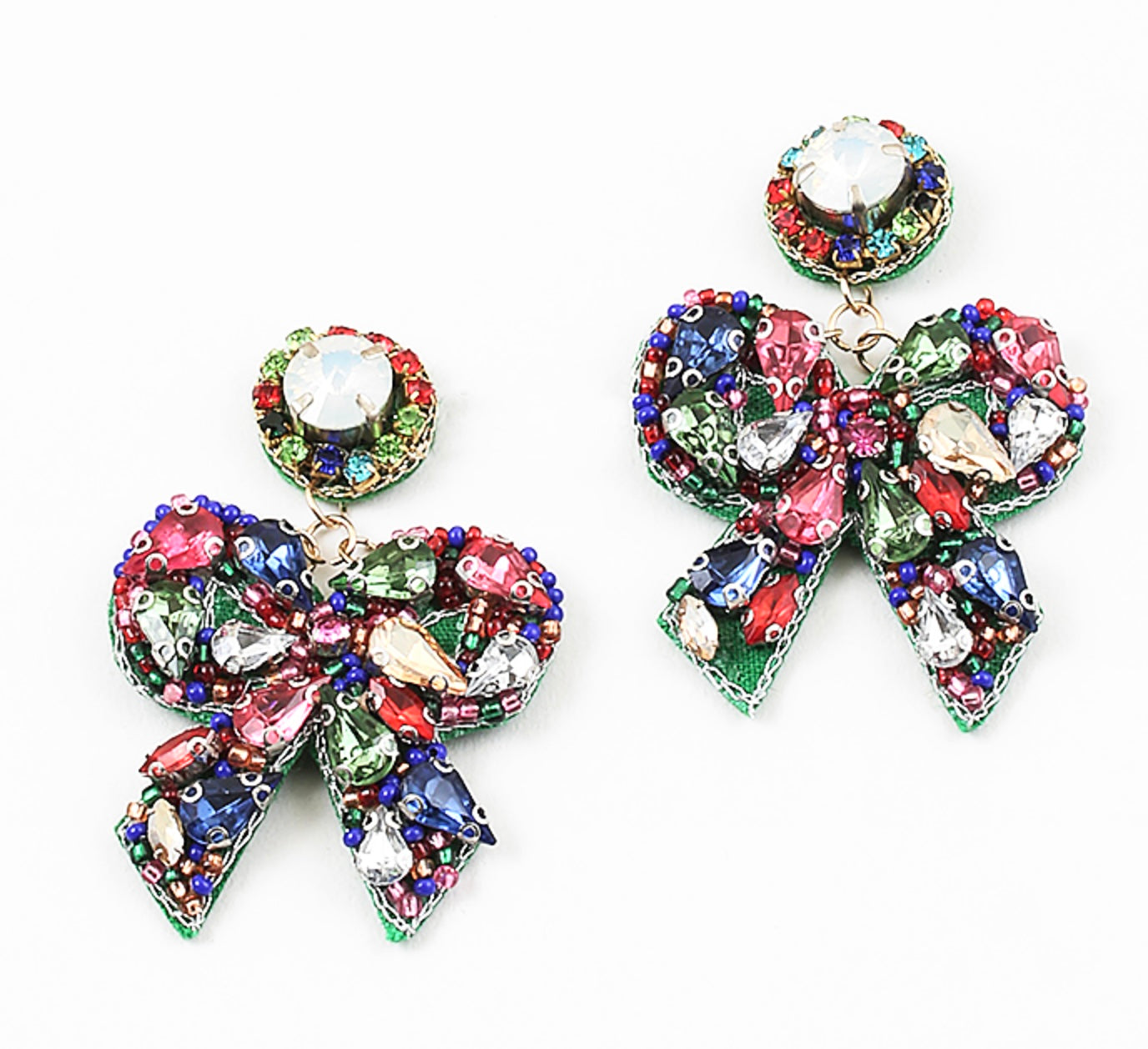 Multicolored Stone Cluster Statement Holiday Esrring