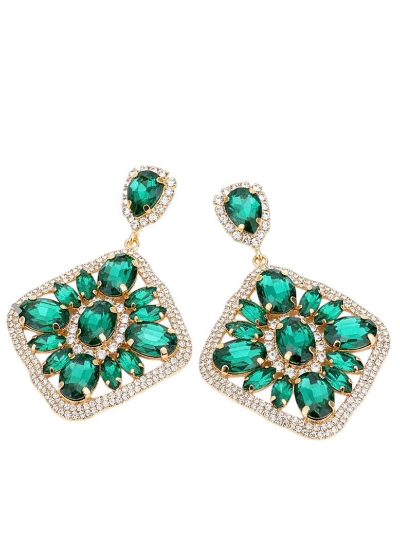 Stone Cluster Rhinestone Evening Earring