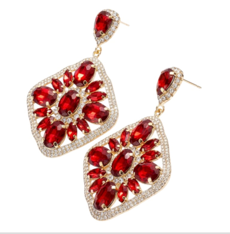 Stone Cluster Rhinestone Evening Earring