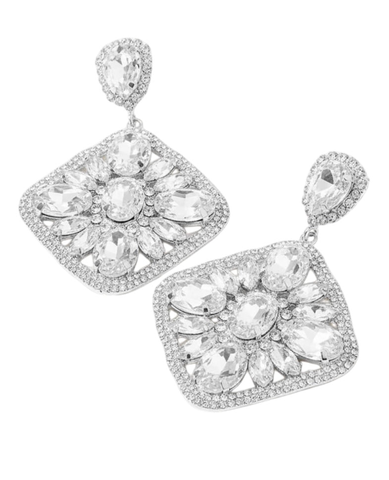Stone Cluster Rhinestone Evening Earring