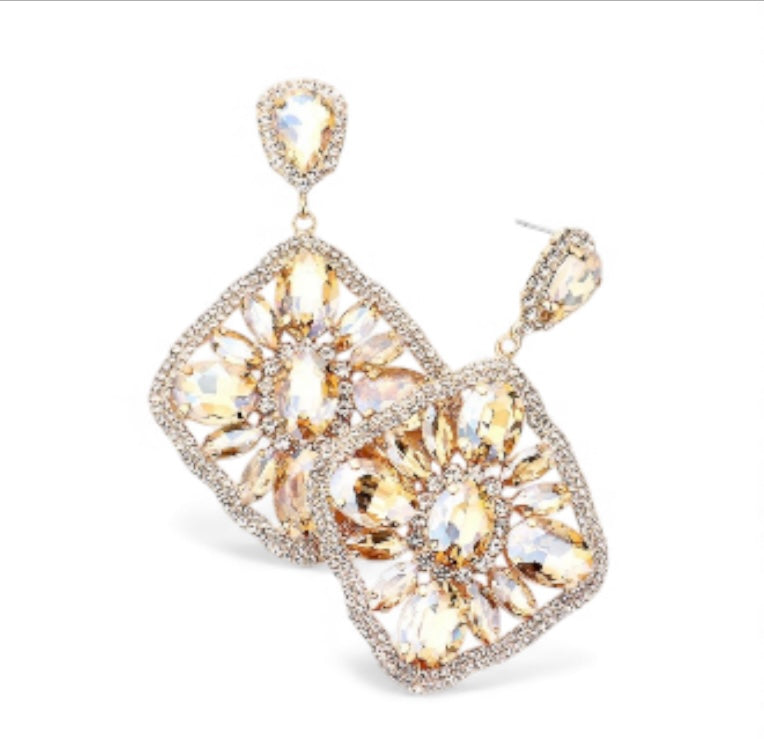 Stone Cluster Rhinestone Evening Earring