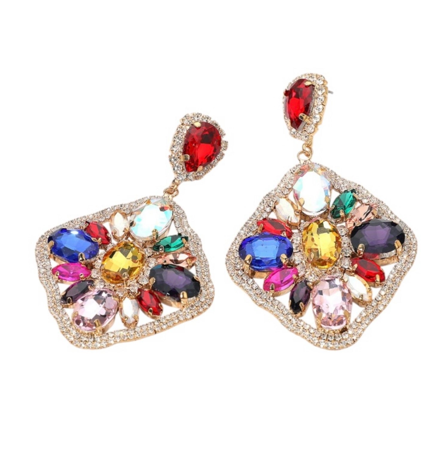Stone Cluster Rhinestone Evening Earring