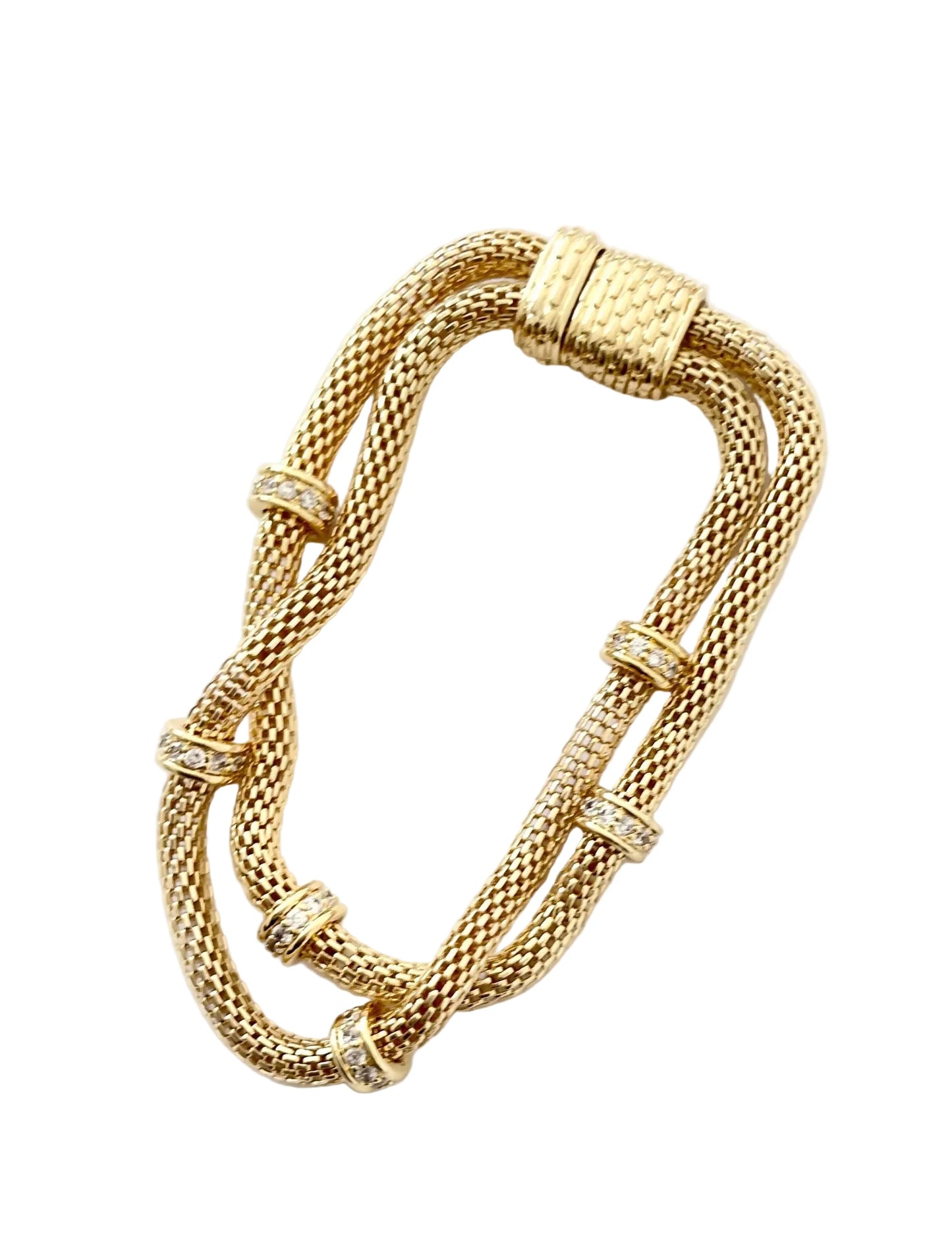 Double strand magnetic crystal tube bracelet