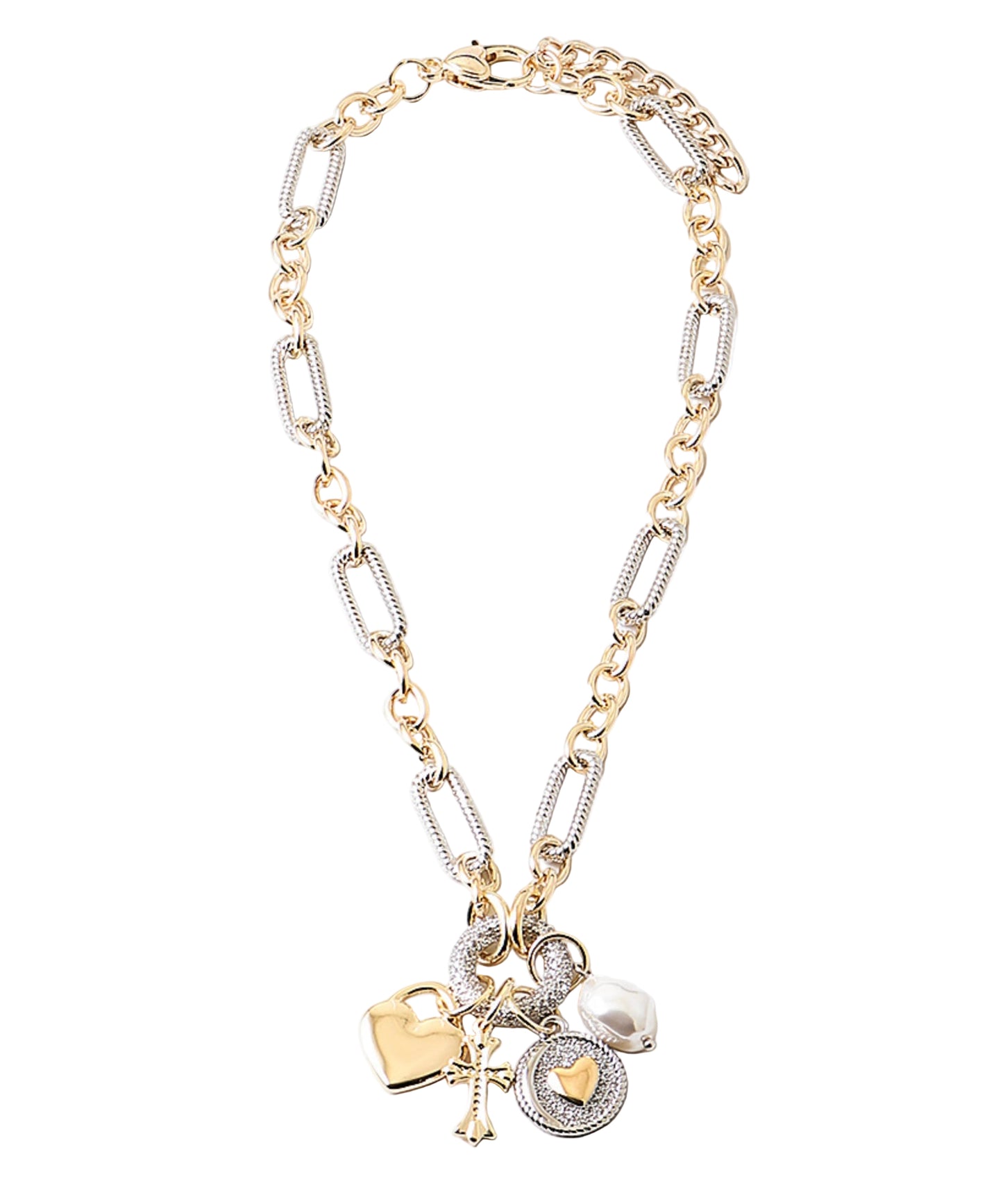 Two tone Multi Charm Necklace