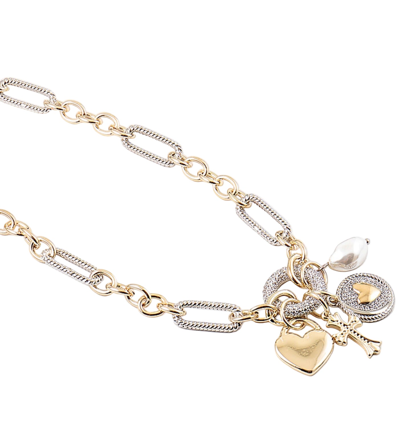 Two tone Multi Charm Necklace