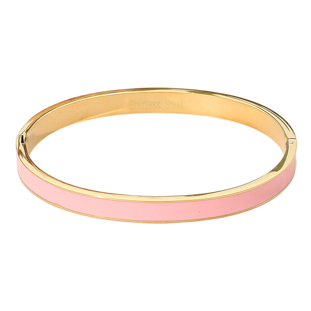 Stainless Steel Enamel Hinged Bracelet