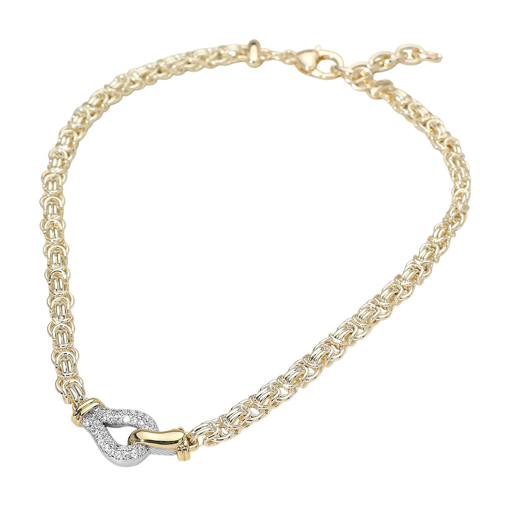 Thick Chain Necklace With Crystal Charm