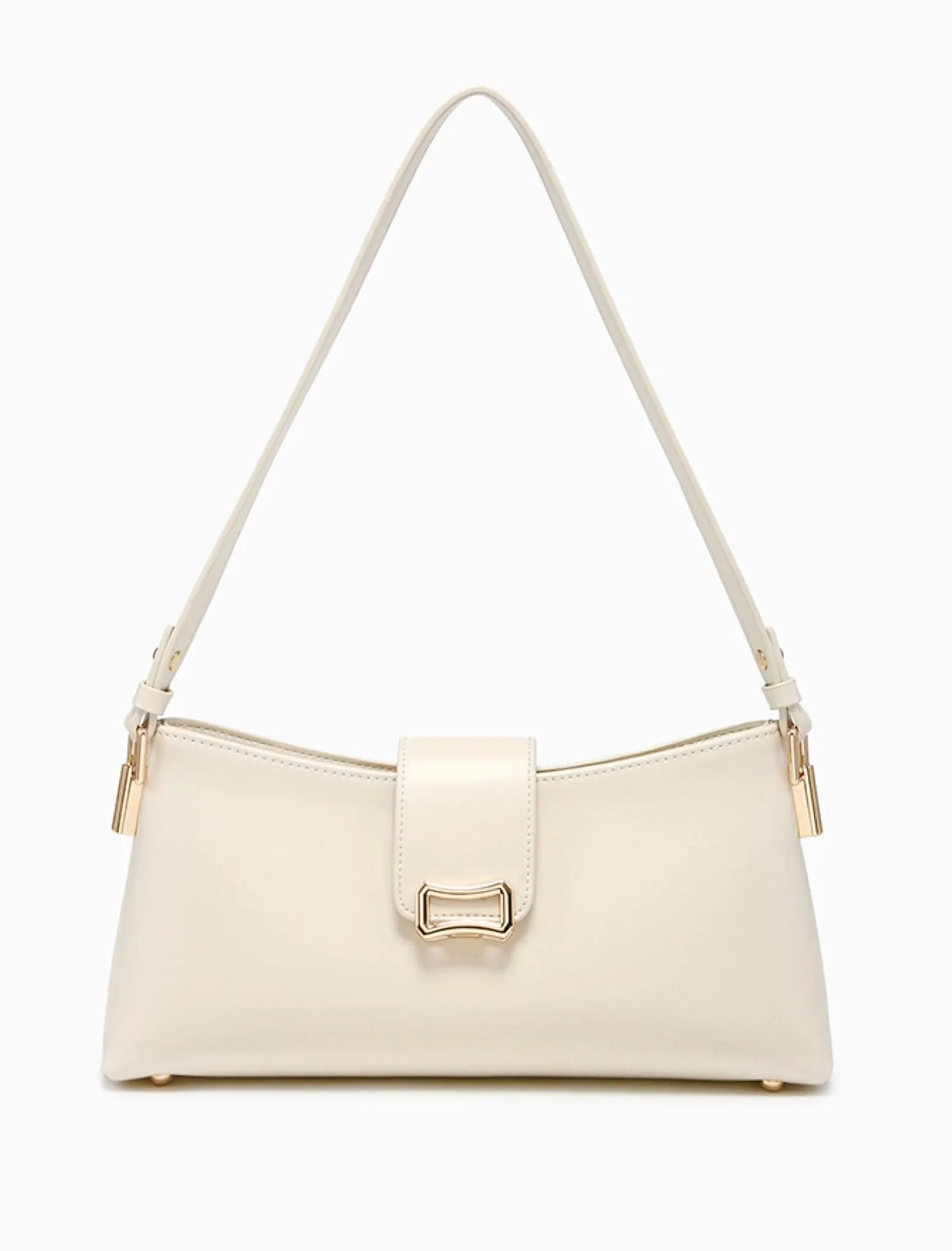 Vegan Leather Shoulder Bag Flap Closure