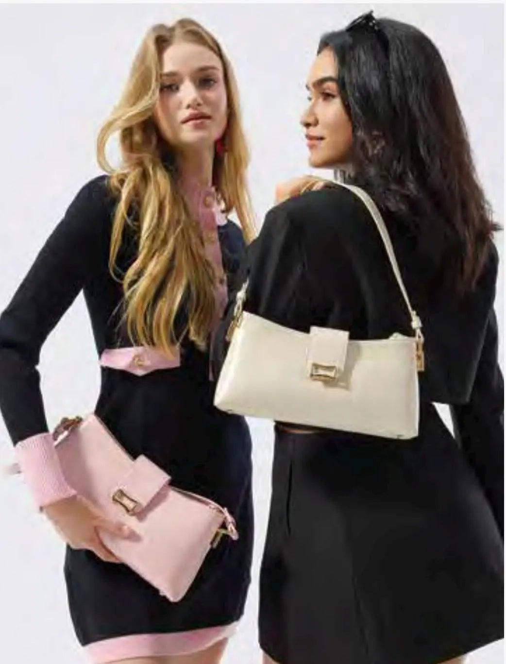 Vegan Leather Shoulder Bag Flap Closure