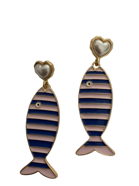 Fish Themed Enamel Dangle Earrings