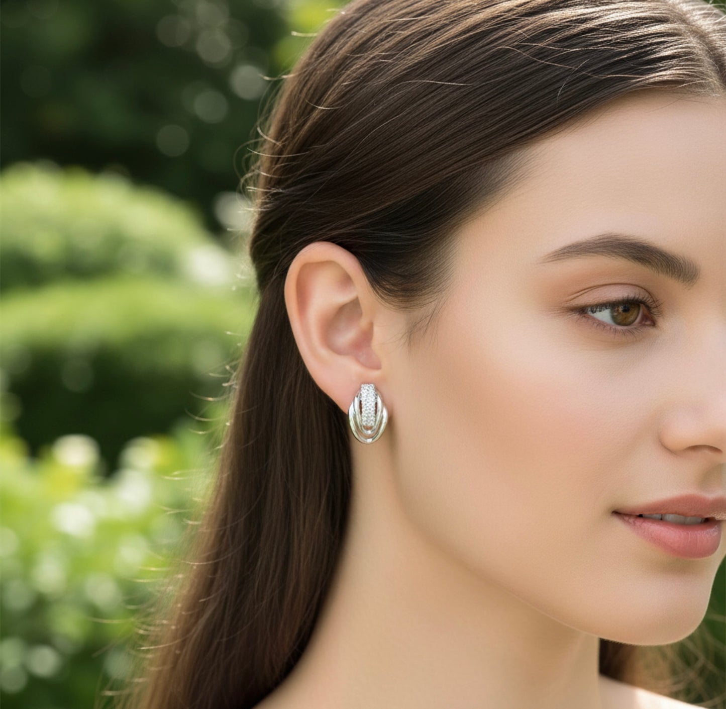 Gold Dipped CZ Embellished Half Hoop