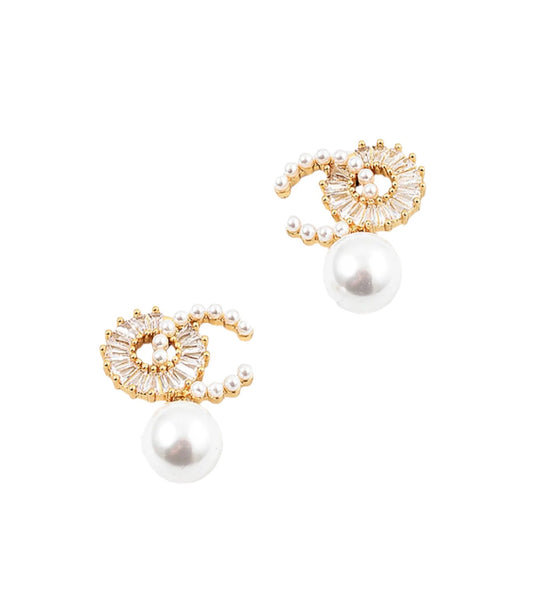 Pearl & Crystal Drop Earrings