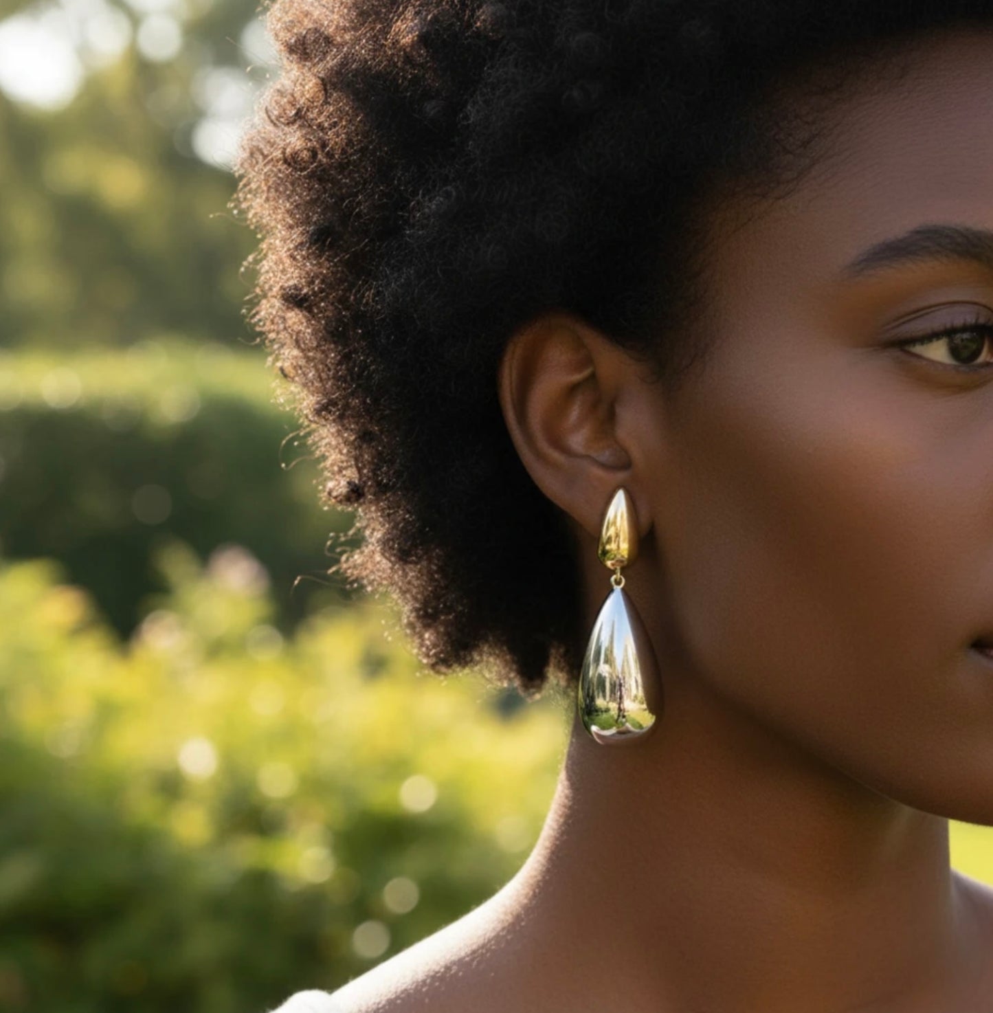 Two Tone Teardrop Statement Earring