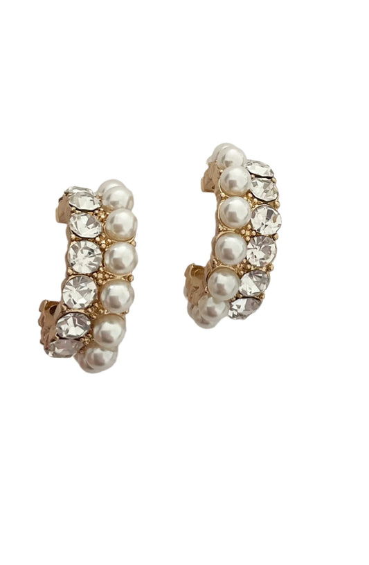 Pearl & Crystal Hoops