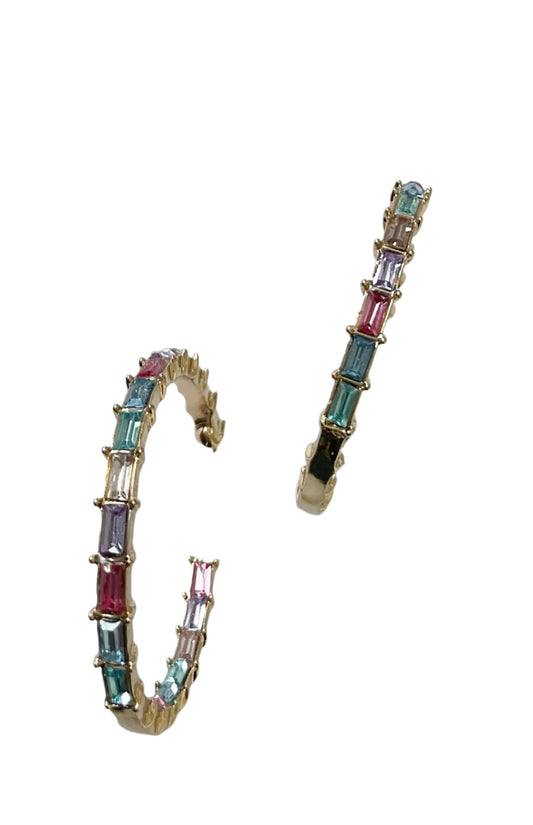 Multi colored crystal hoops