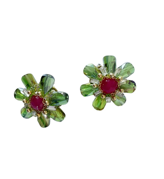 Crystal flower studs