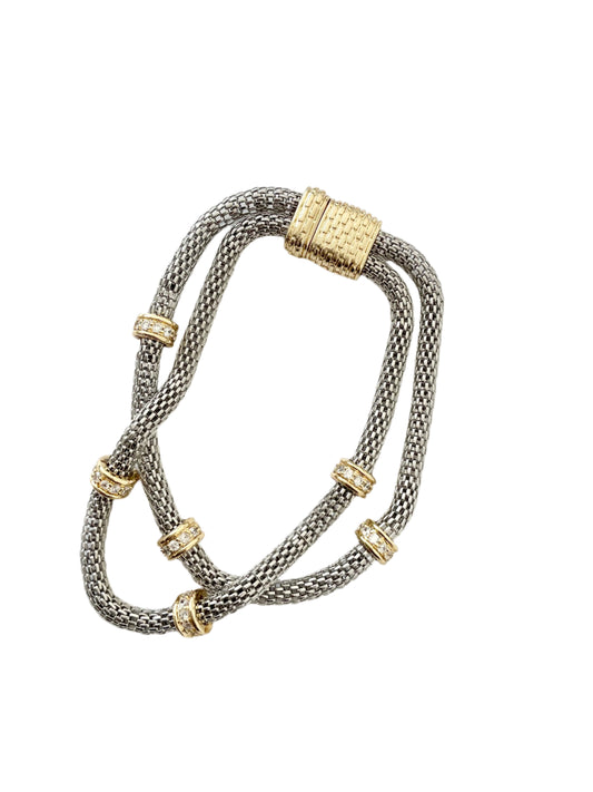 Double strand magnetic crystal tube bracelet