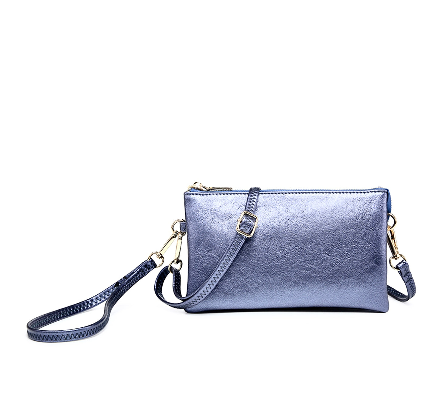 Riley Metallic Triple Compartment Convertible Crossbody Clutch