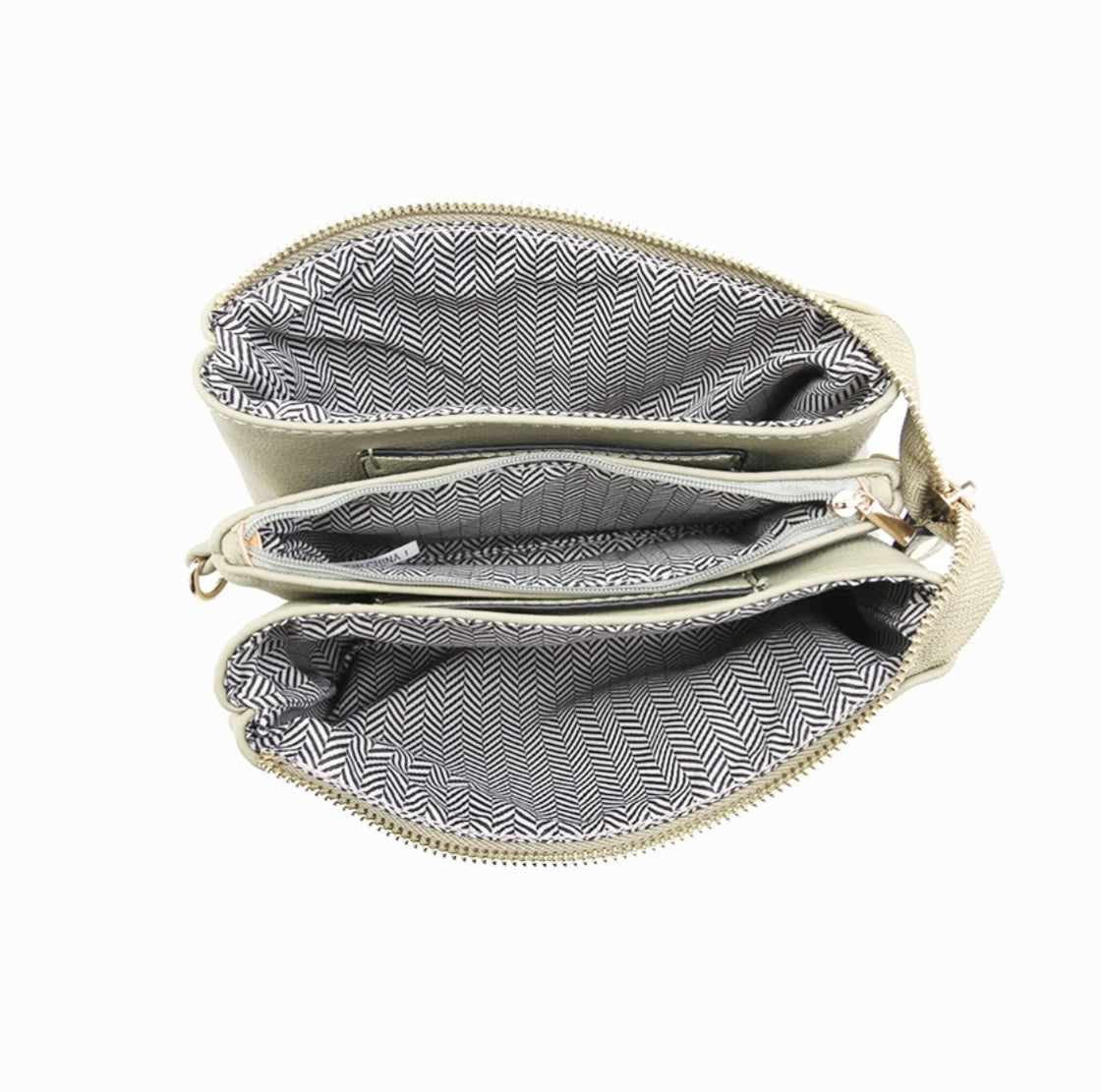 Riley Metallic Triple Compartment Convertible Crossbody Clutch