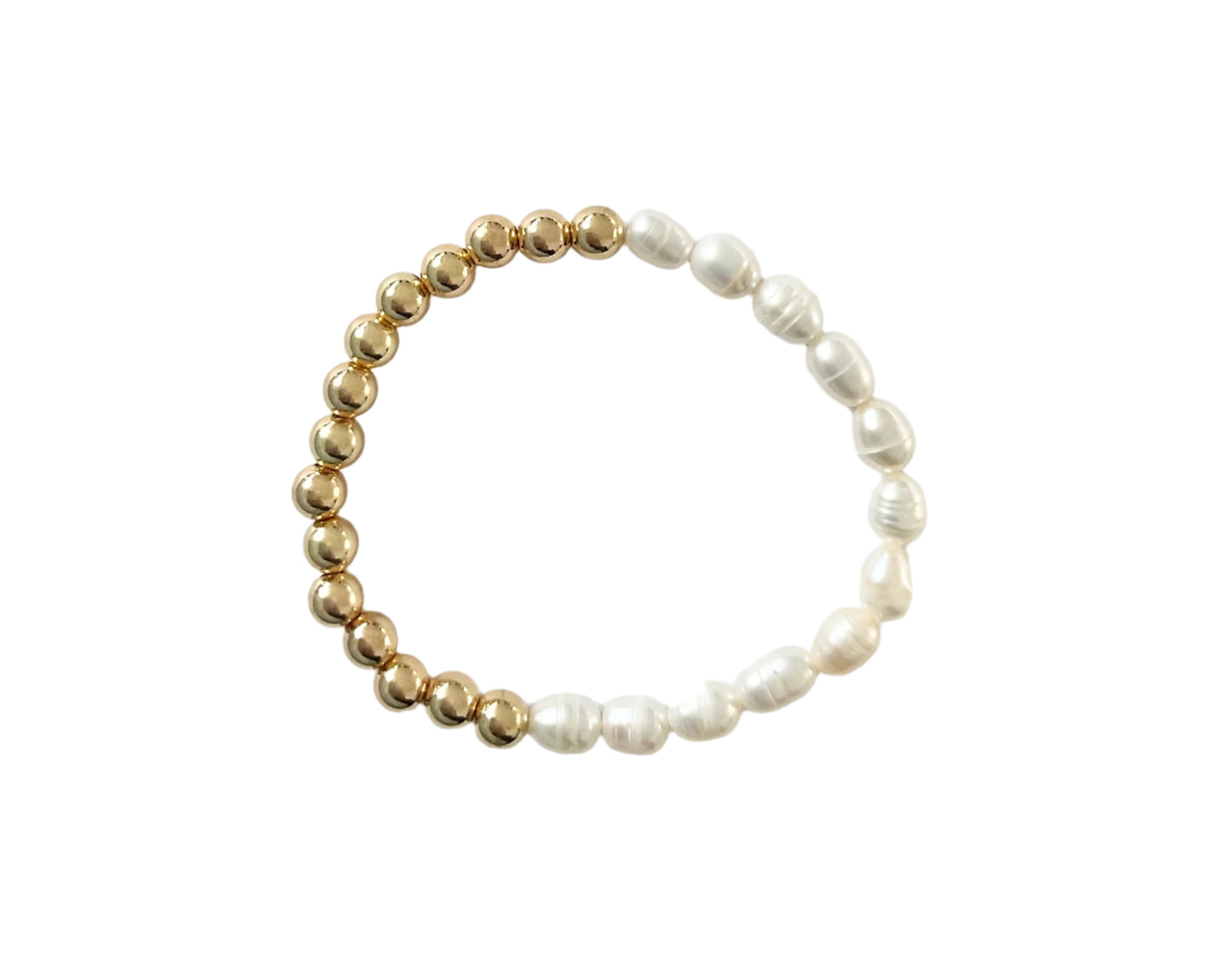 Bead and Pearl Combo Stretch Bracelet