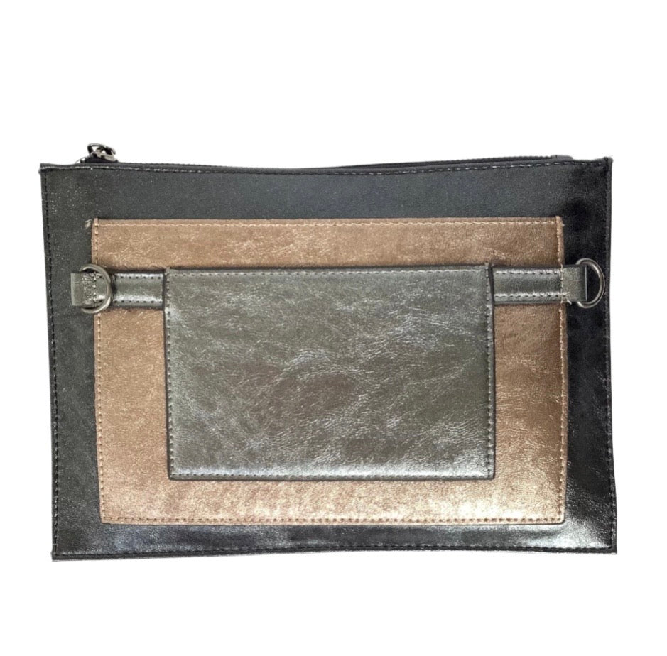Metallic clutch/wristlet