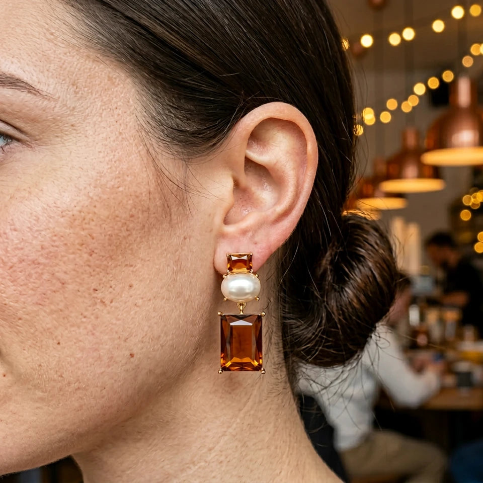 Crystal Drop & Pearl Earring
