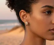 14K Gold Dipped Split Wave Crystal Pave Hoop Earrings