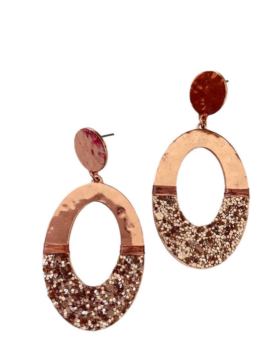 Rose gold pebbled earrings