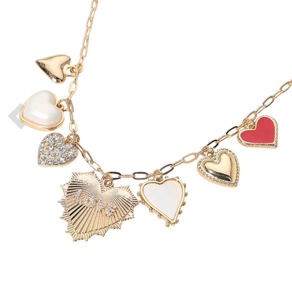 Multi Heart Charm Necklace