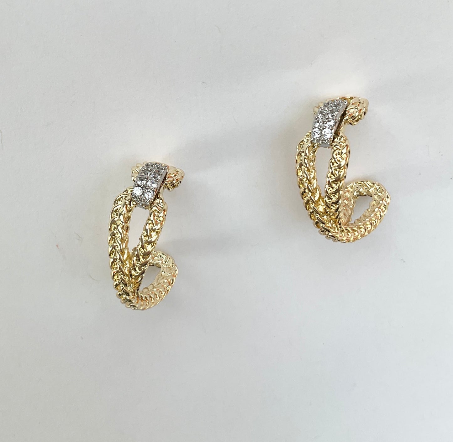 14K Gold Dippd Metal & Crystal Hoops