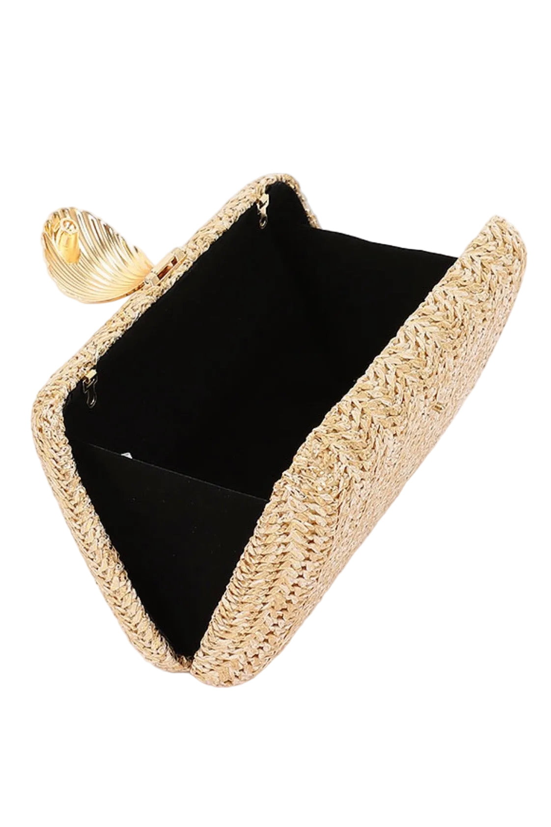 Woven Hard Body Clutch with Shell Accent